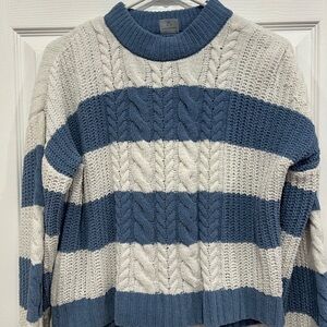 Abercrombie Kids Cable Knit Sweater in Blue and White